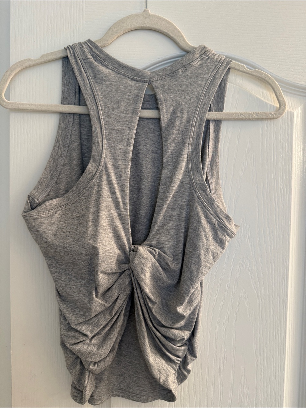 Grey Twist-Back Racer Tank Top